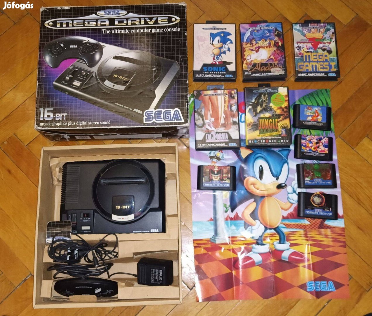 Sega mega drive 12 játékkal Sonic Dredd nba jam aladdin stb