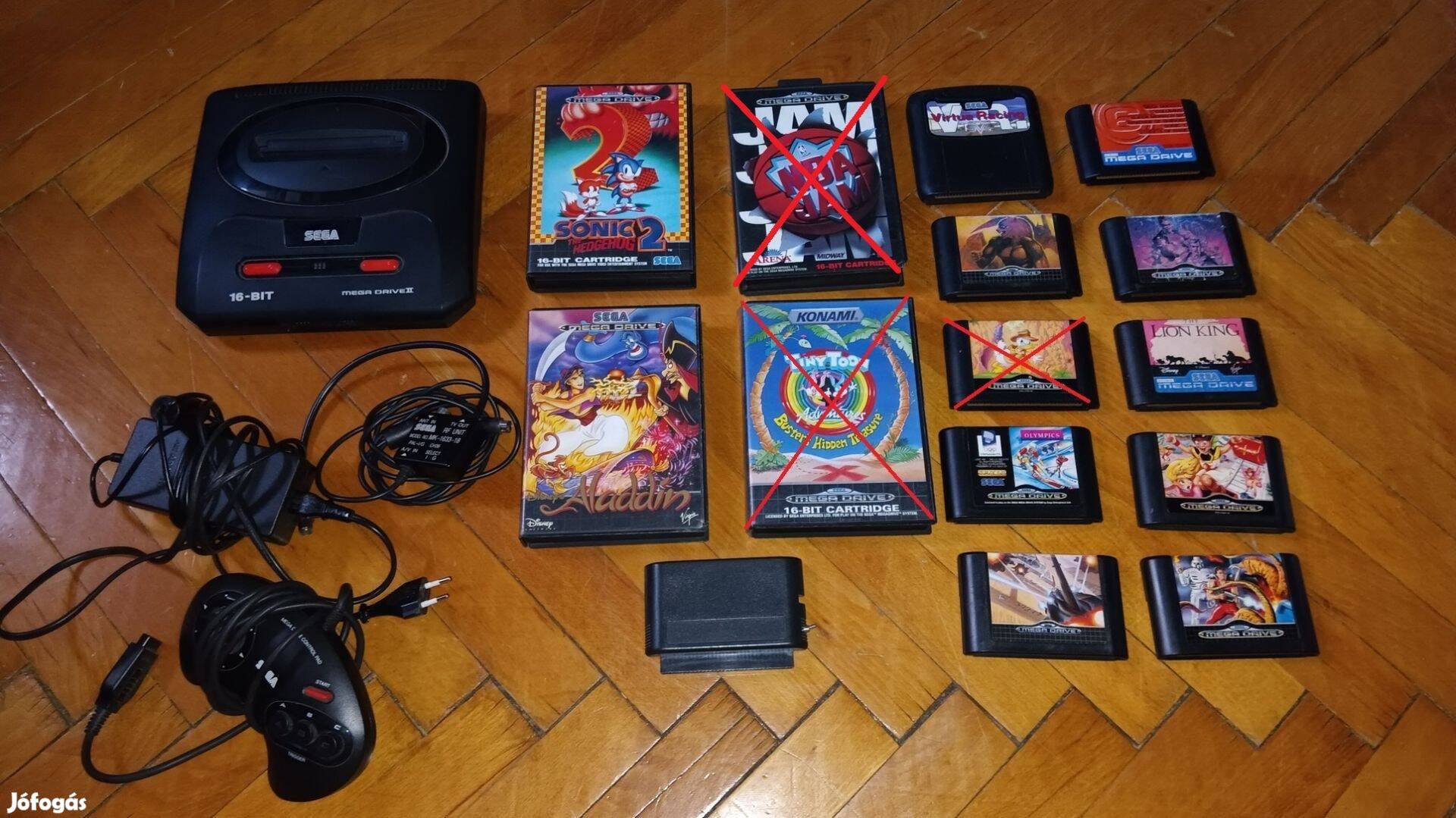 Sega mega drive 16 játékkal sonic 1,2 aladdin lion king Shinobi