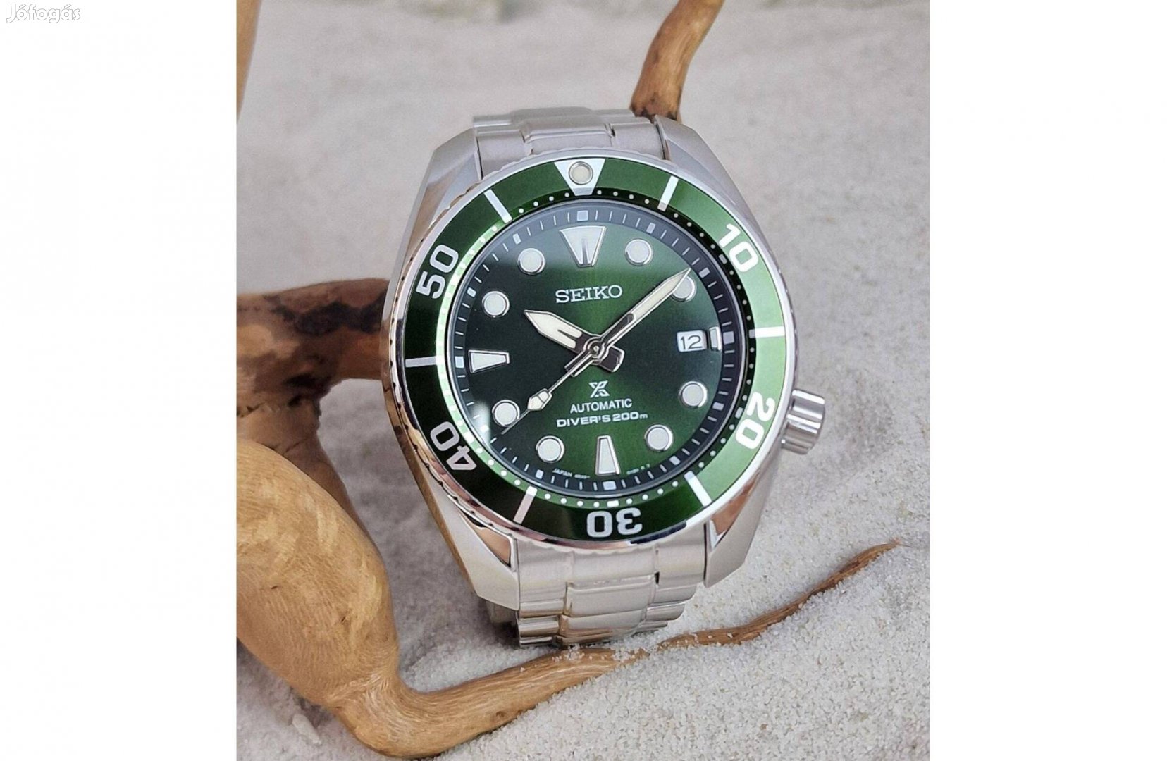 Seiko 'Prospex Green Sumo Sbdc081' automata, Japan, számla és gari