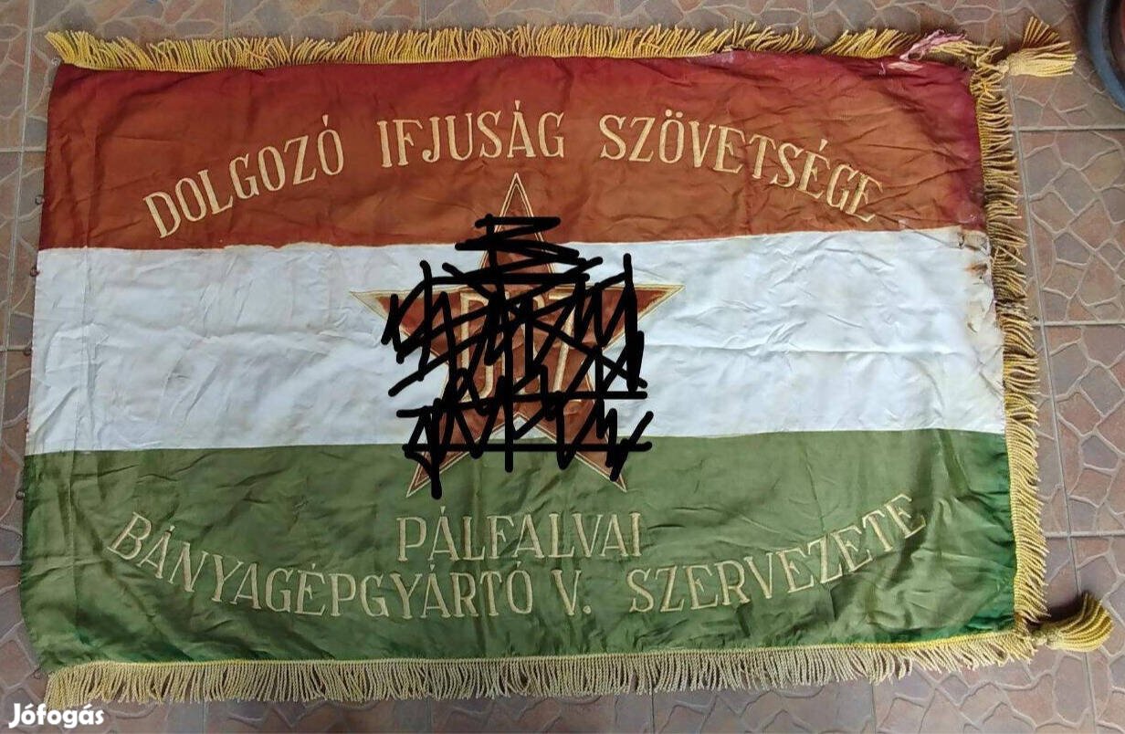 Selyem zászló.Pálfalvai Bányagépgyártó Vállalat. 50-es évek