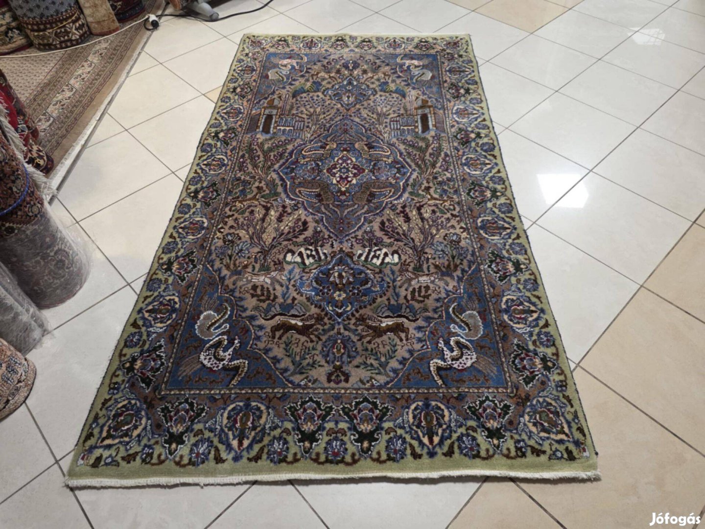 Selyemkontúros iráni kashmar 130x233 kézi gyapjú perzsa