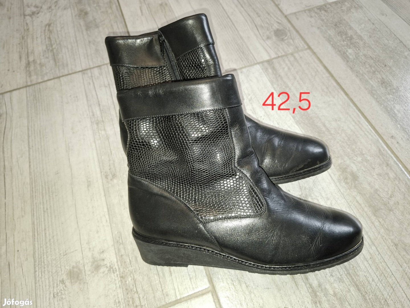 Semler bőr csizma bélelt zipzáros csizma 42