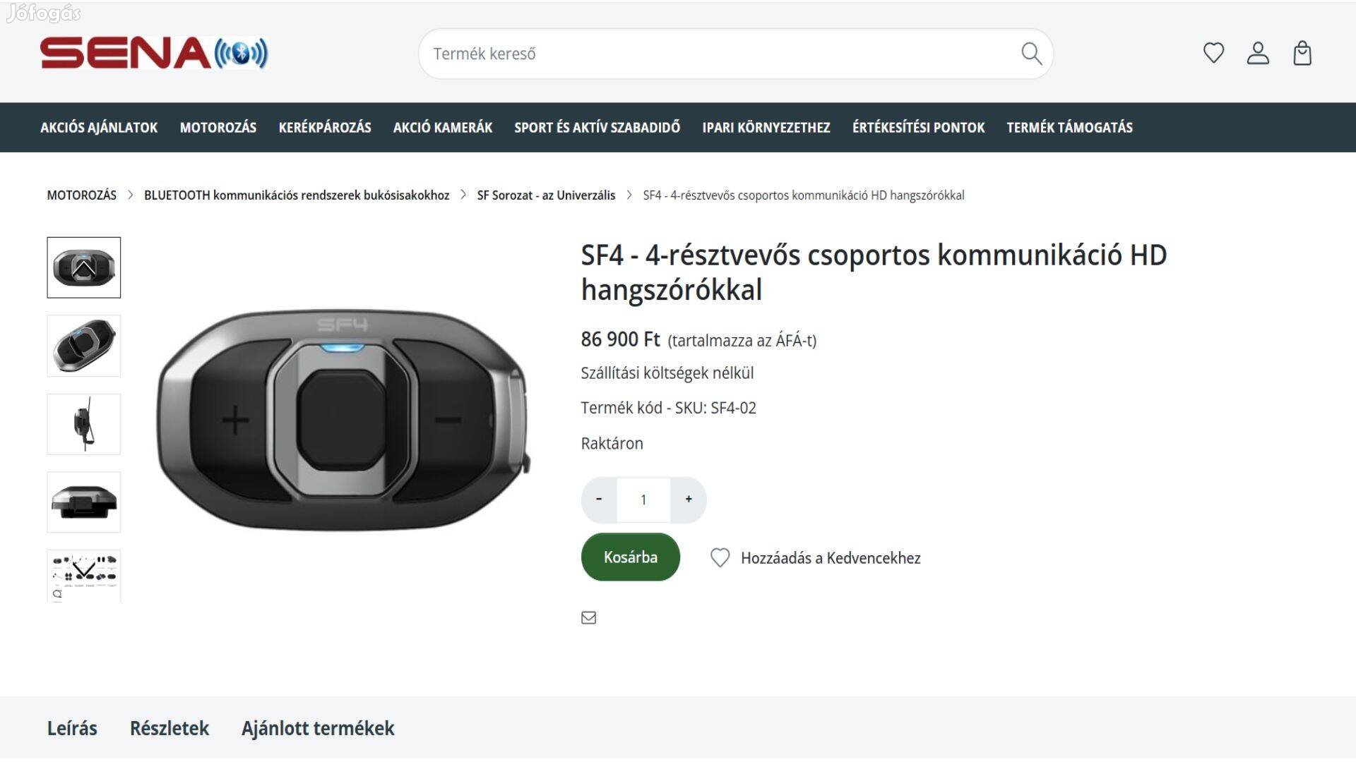 Sena SF4 Motoros Bluetooth kommunikációs eszköz