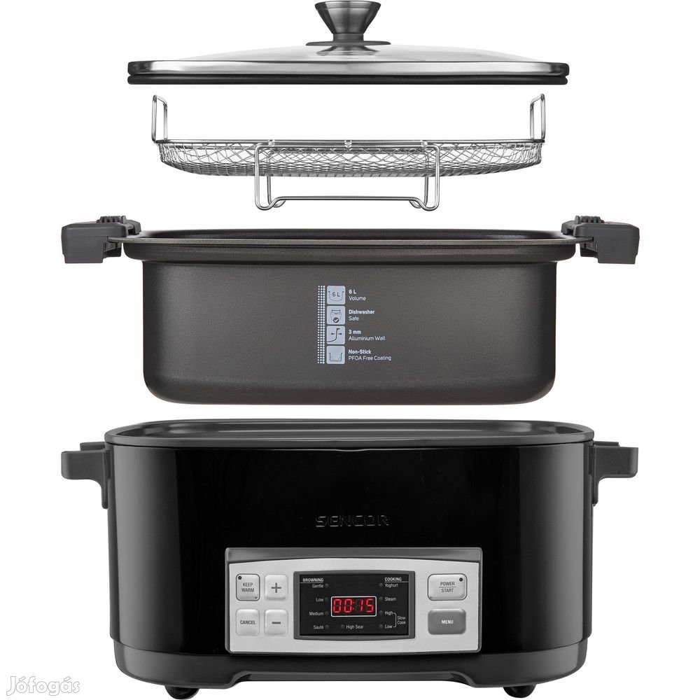 Sencor SPR 5508BK Slow Cooker, digitális multifunkciós sütő - főzőedé