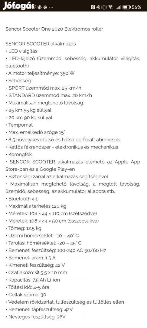 Sencor Scooter One 2020 elektromos roller