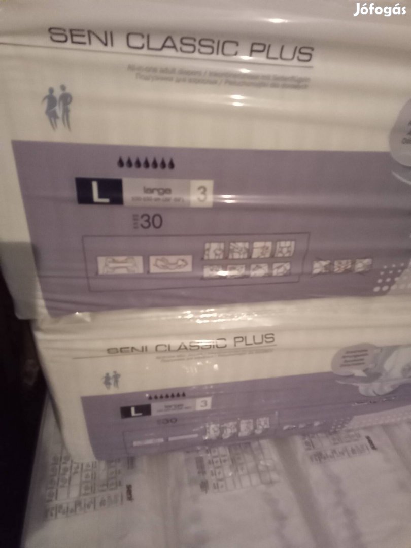 Seni classic plusz L-es felnőtt éjszakai pelenka eladó.