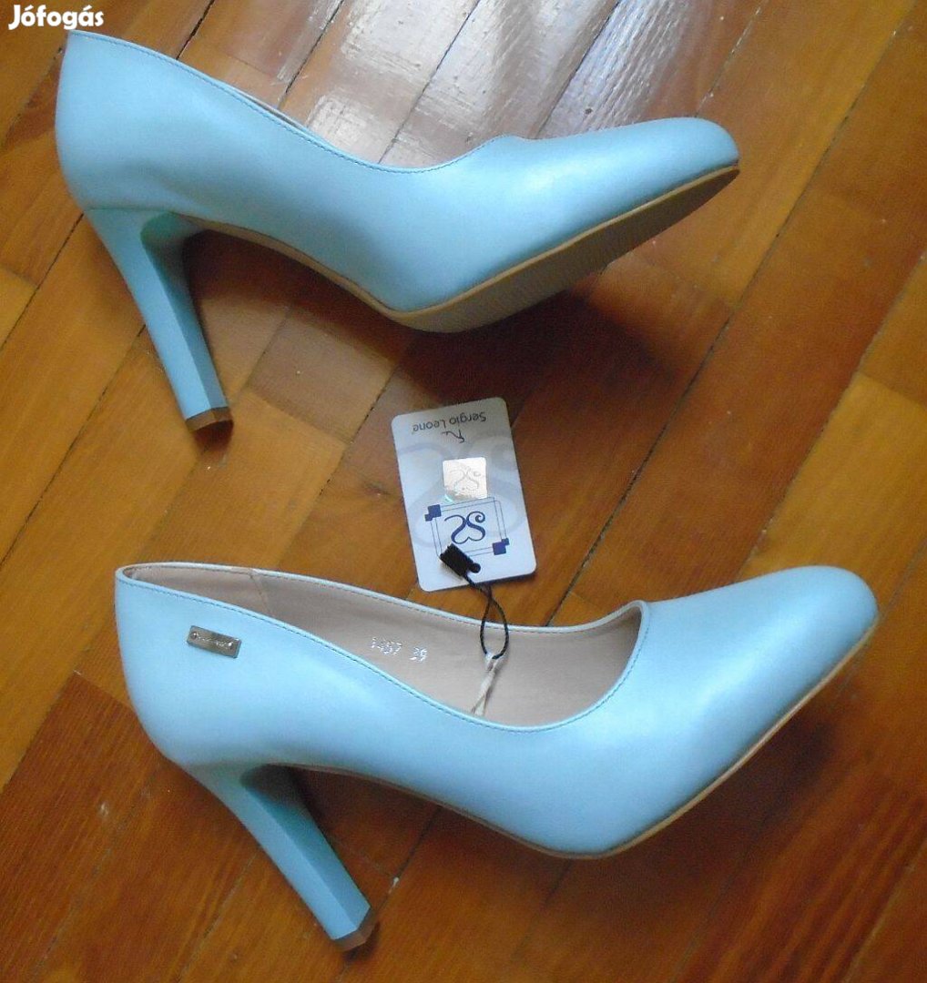 Sergio Leone exkluzív világoskék gyöngyház fényű cipő címkés! 39