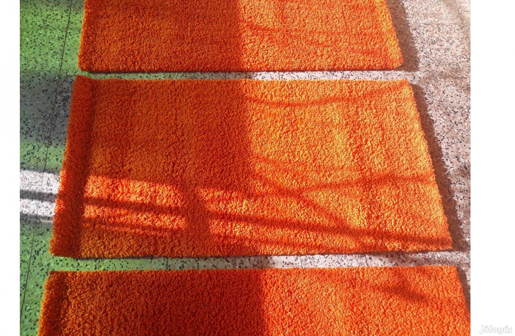 Shaggy szőnyeg, egyszínű, narancssárga, szinte új, 150x80 cm, 3 db