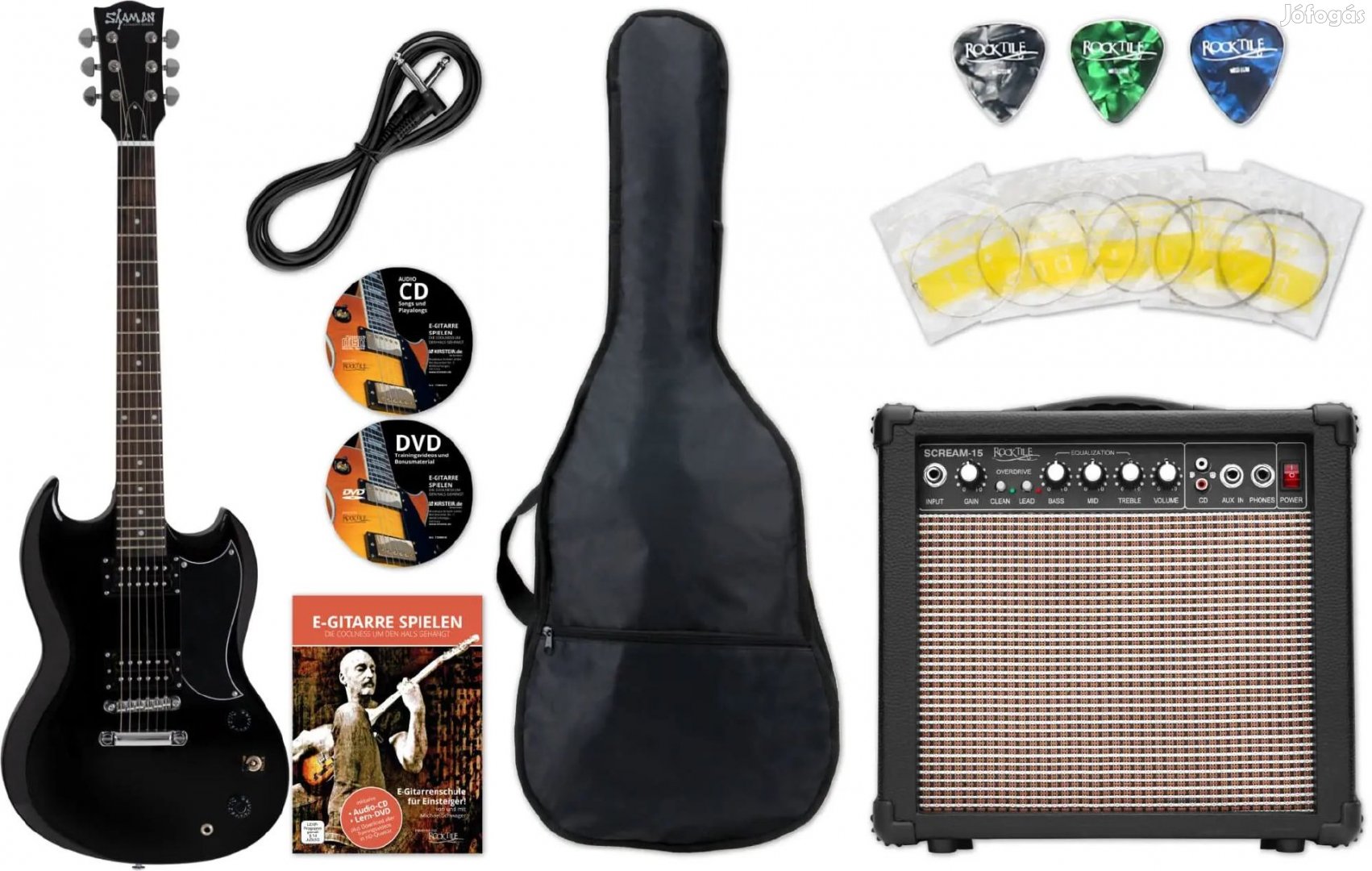 Shaman Element Series DCX-100B Elektromos Gitár Fekete Starter Készlet