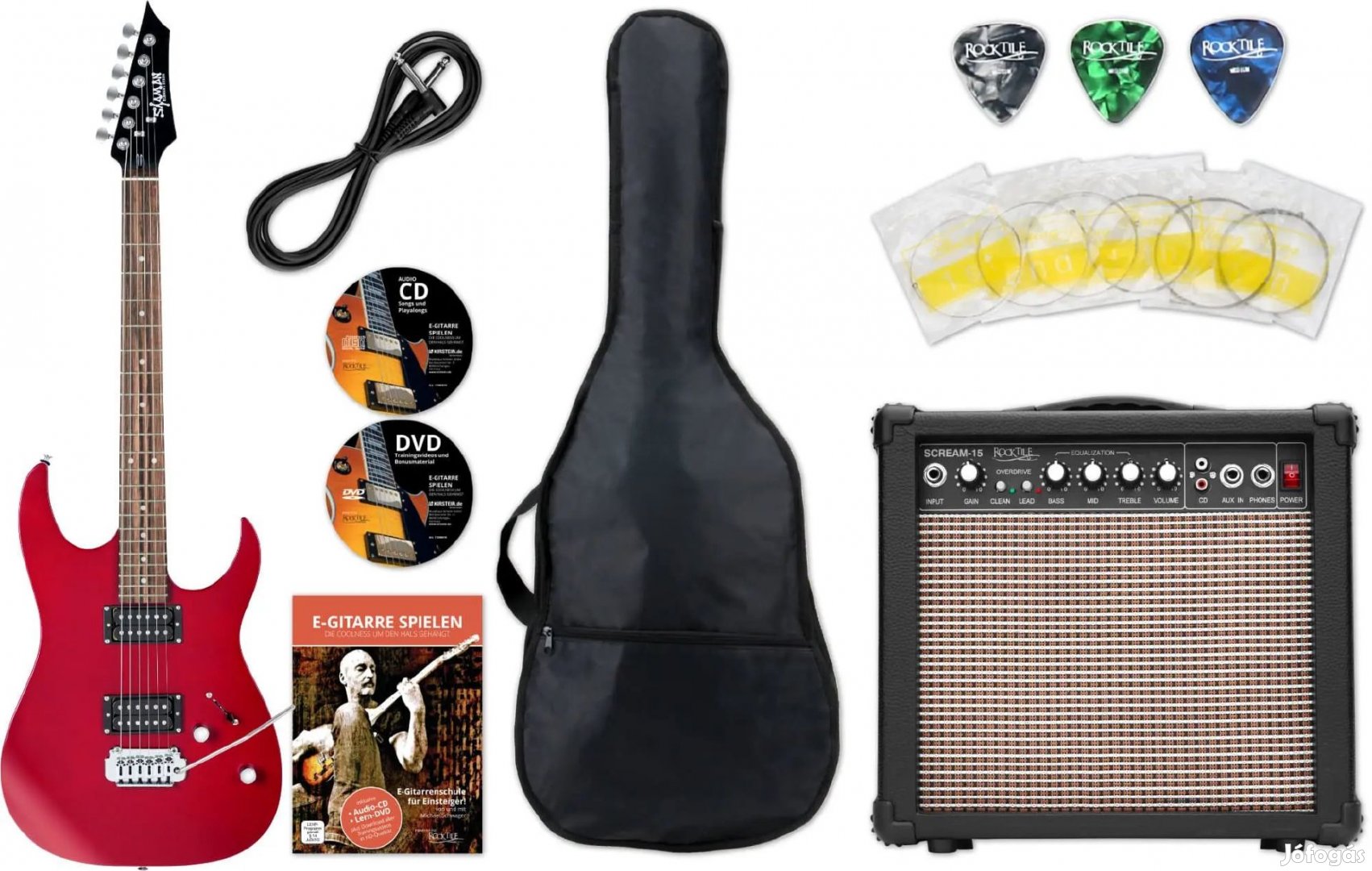 Shaman Element Series HX-100 Elektromos Gitár Szatén Piros Kezdő Szett