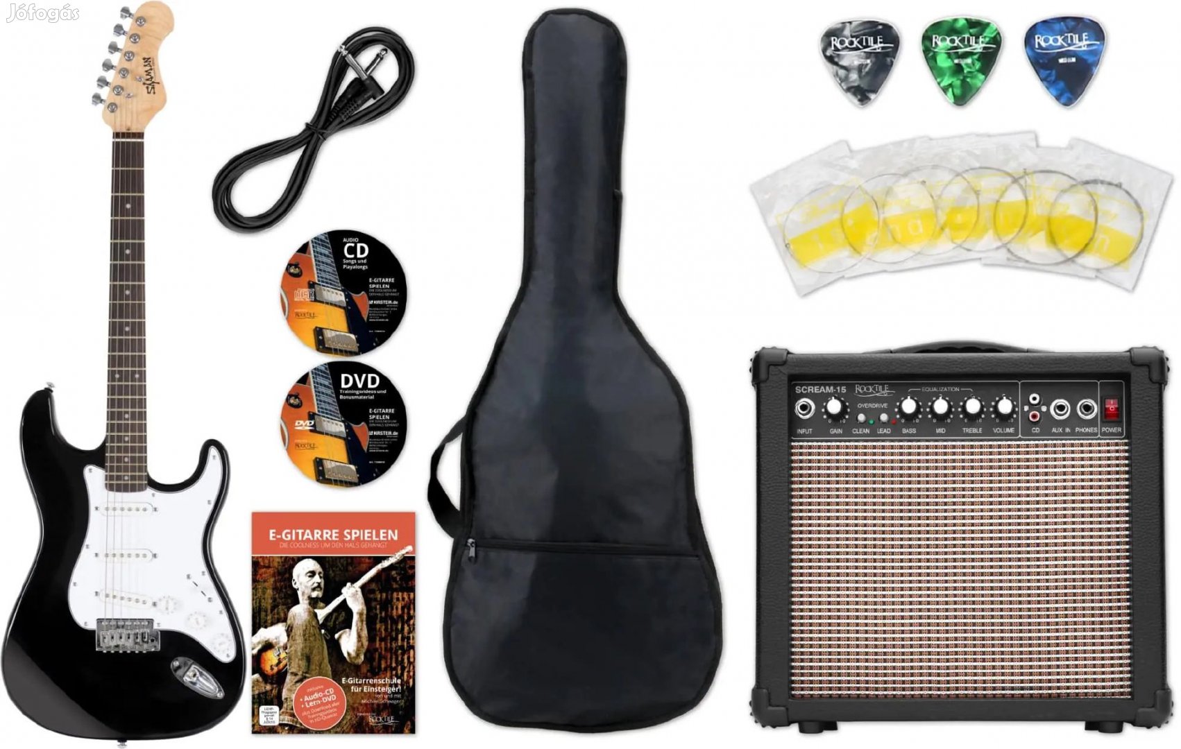 Shaman Element Series STX-100B Elektromos Gitár Fekete Starter Készlet