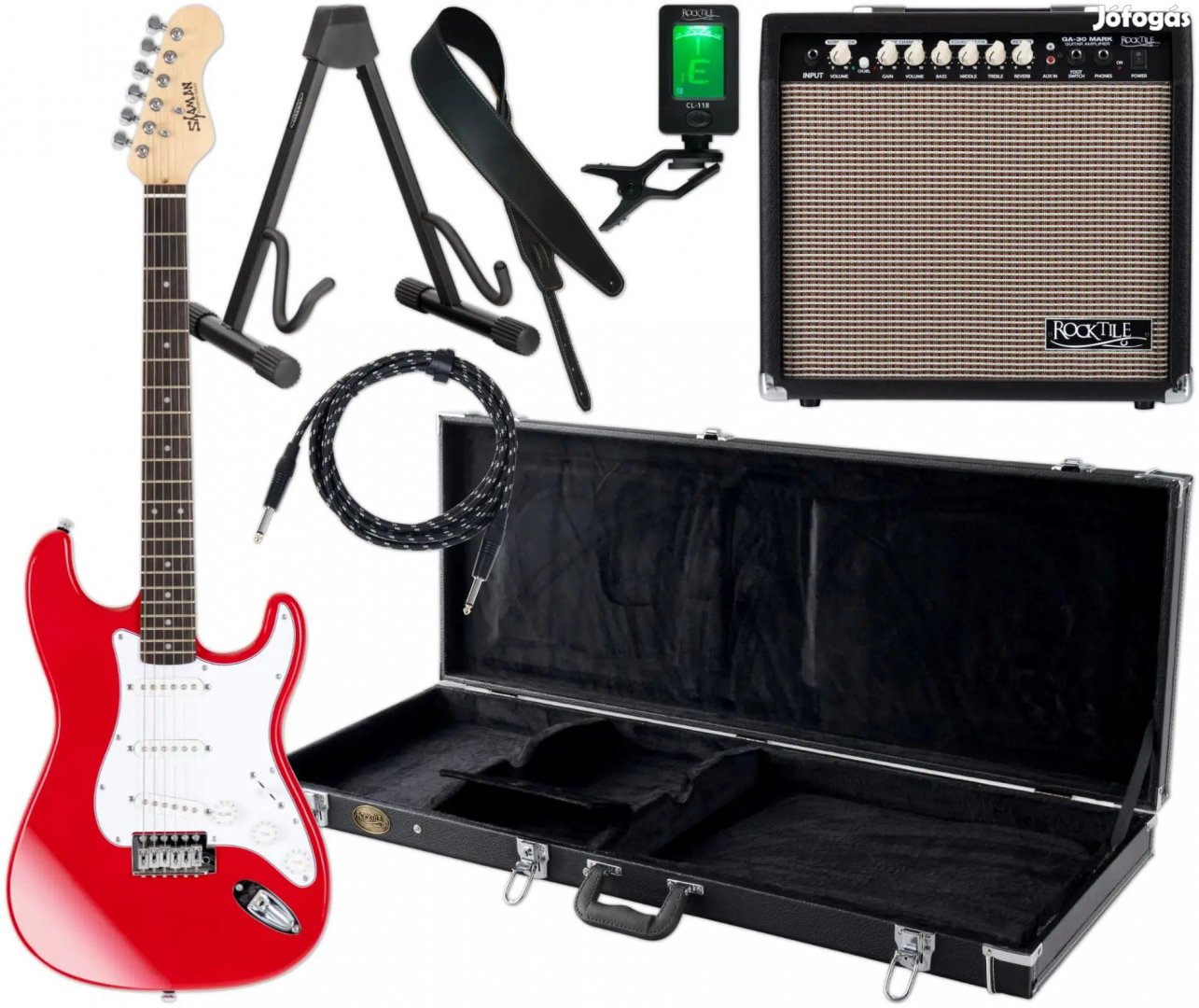 Shaman Element Series STX-100R Elektromos Gitár Piros Komplett Készlet