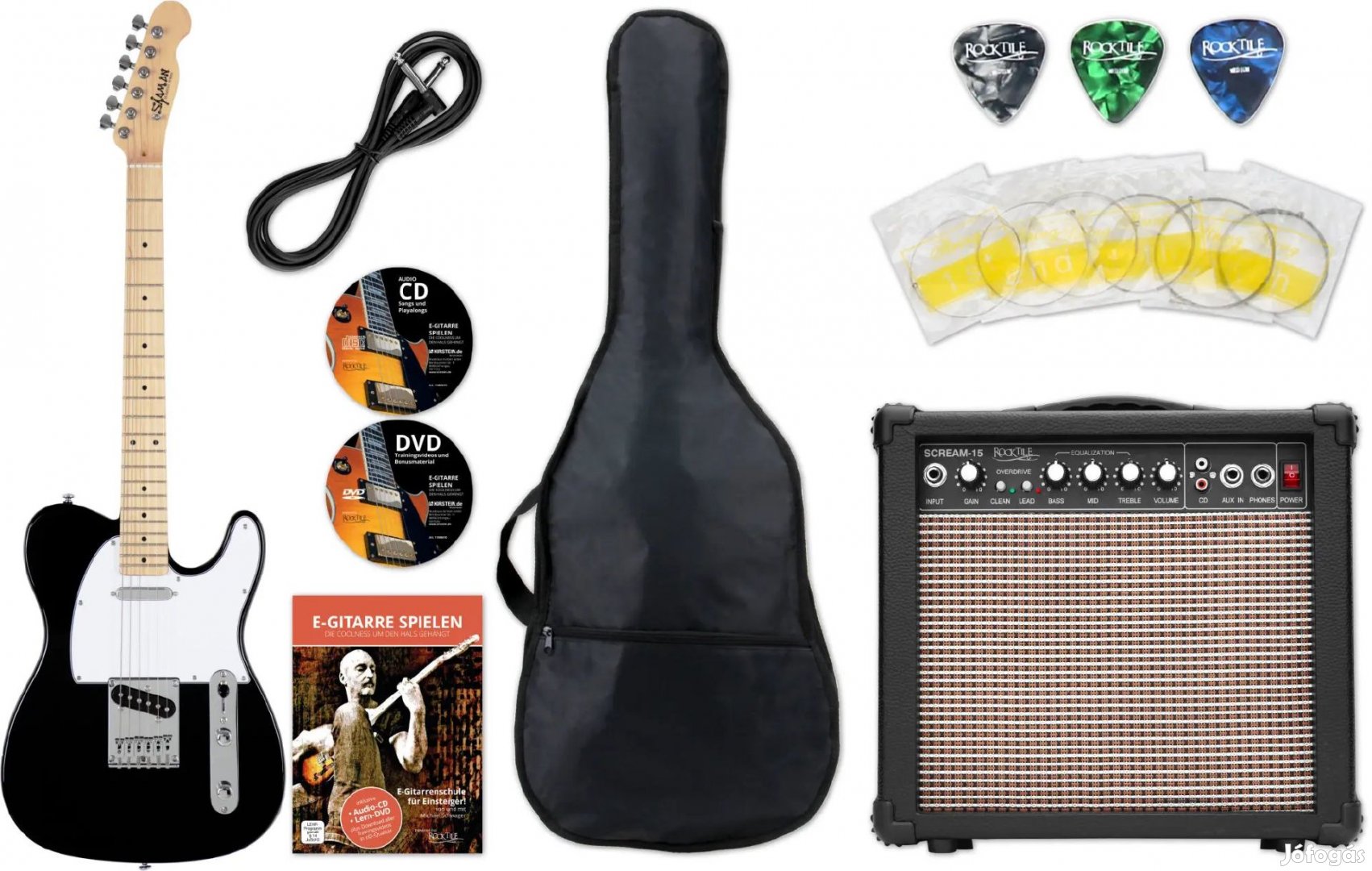 Shaman Element Series TCX-100B Elektromos Gitár Fekete Starter Készlet