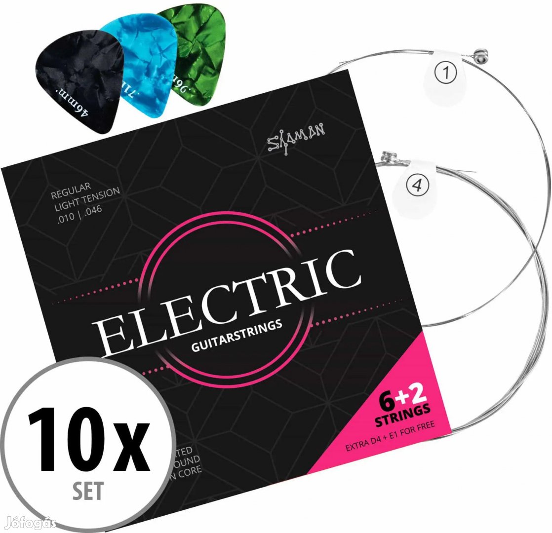 Shaman elektromos gitárhúr 10 db-os készlet, 2 tartalék húr és 3