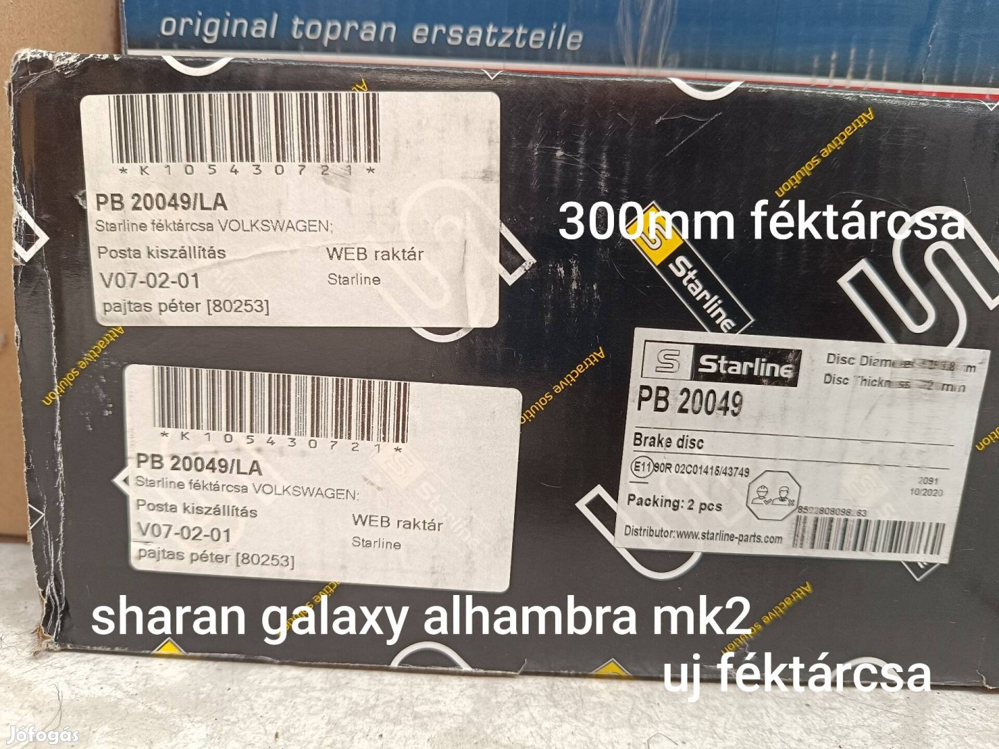 Sharan galaxy alhambra mk2 2000-2008 új első féktárcsa +fékbetet