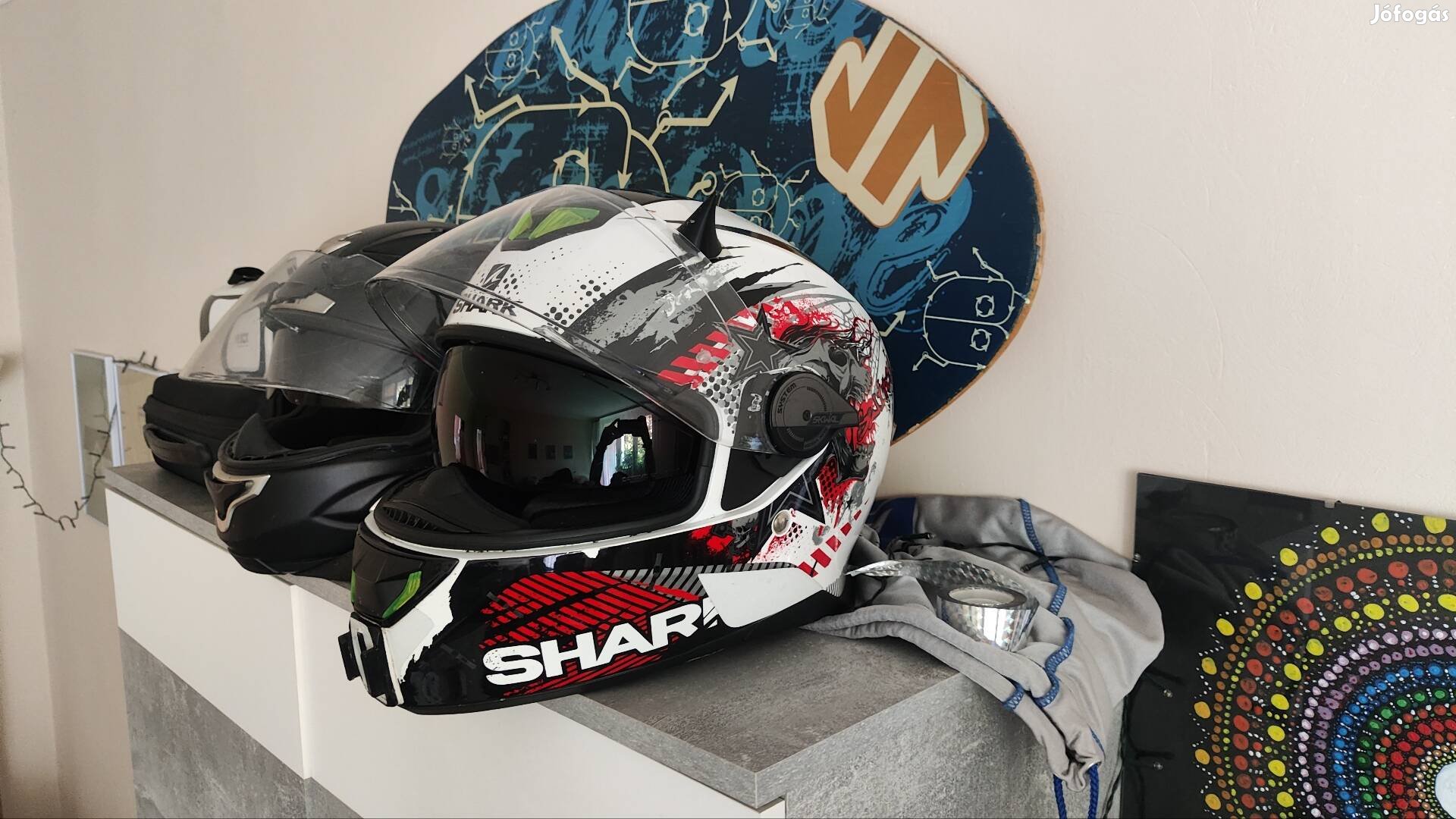 Shark Skwal Spartan motor bukósisak sötét smoke füstszínű gyári plexi 