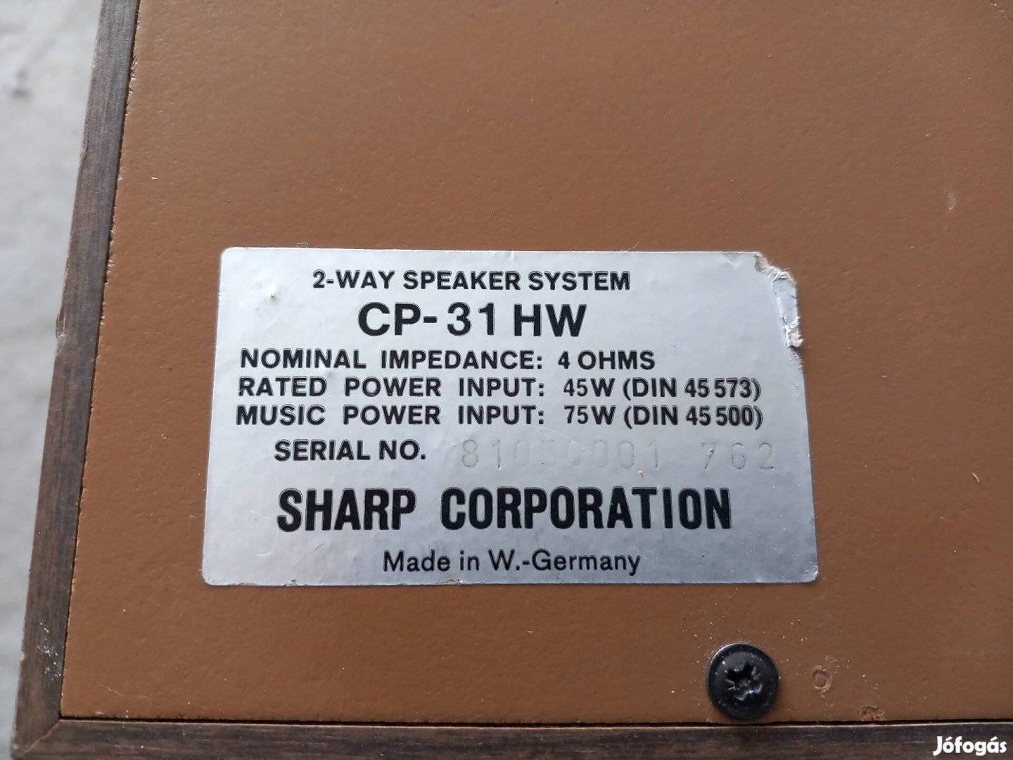 Sharp CP-31HW üres hangfal doboz