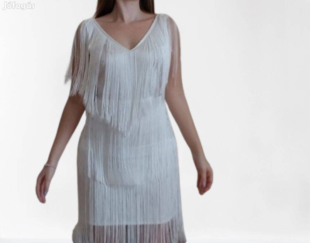 Shein alkalmi fehér rojtos női ruha XS méretben eladó