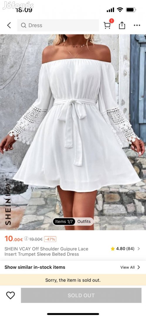 Shein új nyári fehér ruha strand ruha S-M méret 