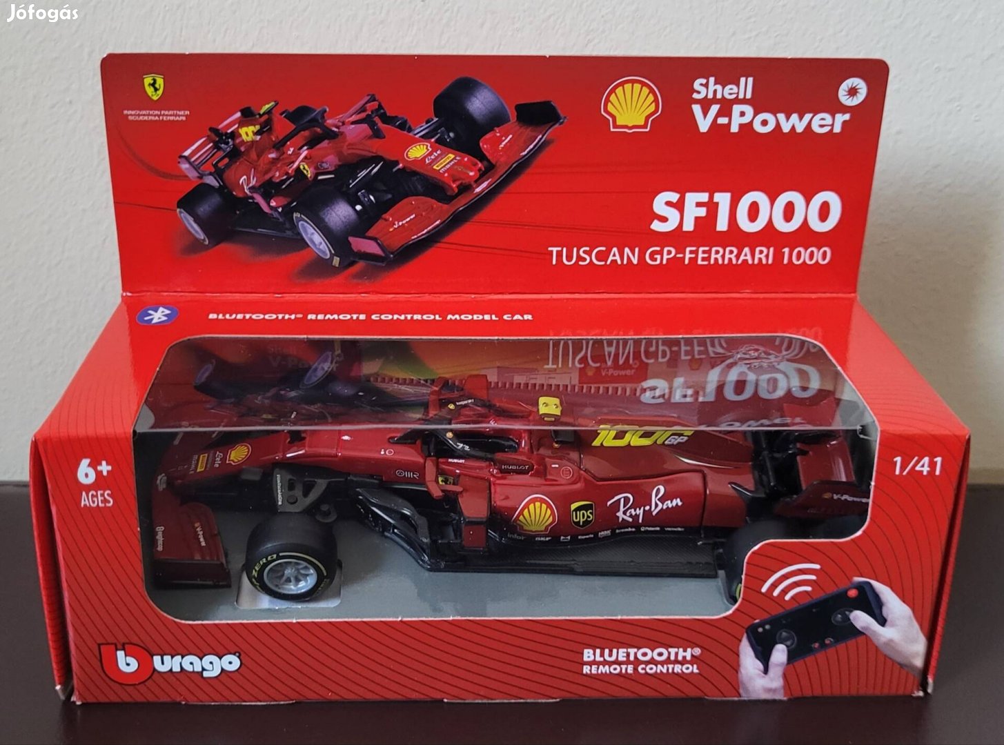 Shell Bburago 1:41 Ferrari SF1000 Bluetooth távirányítós autó 