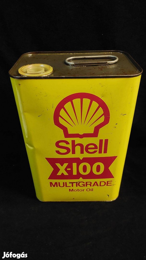 Shell X-100 Multigrade Motor Oil, régi 5L olajos fém kanna
