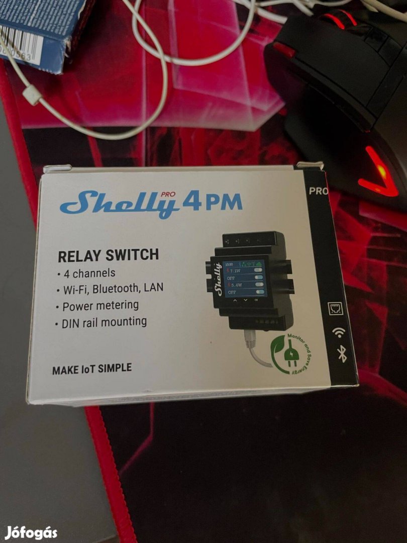 Shelly Pro 4PM négy áramkörös WiFi + Ethernet + Bluetooth okosrelé