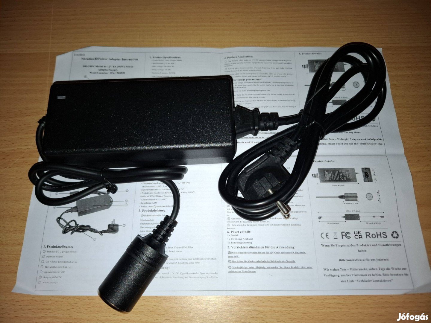 Shentian AC-DC adapter - 12V/8A - A+++ energiaosztály