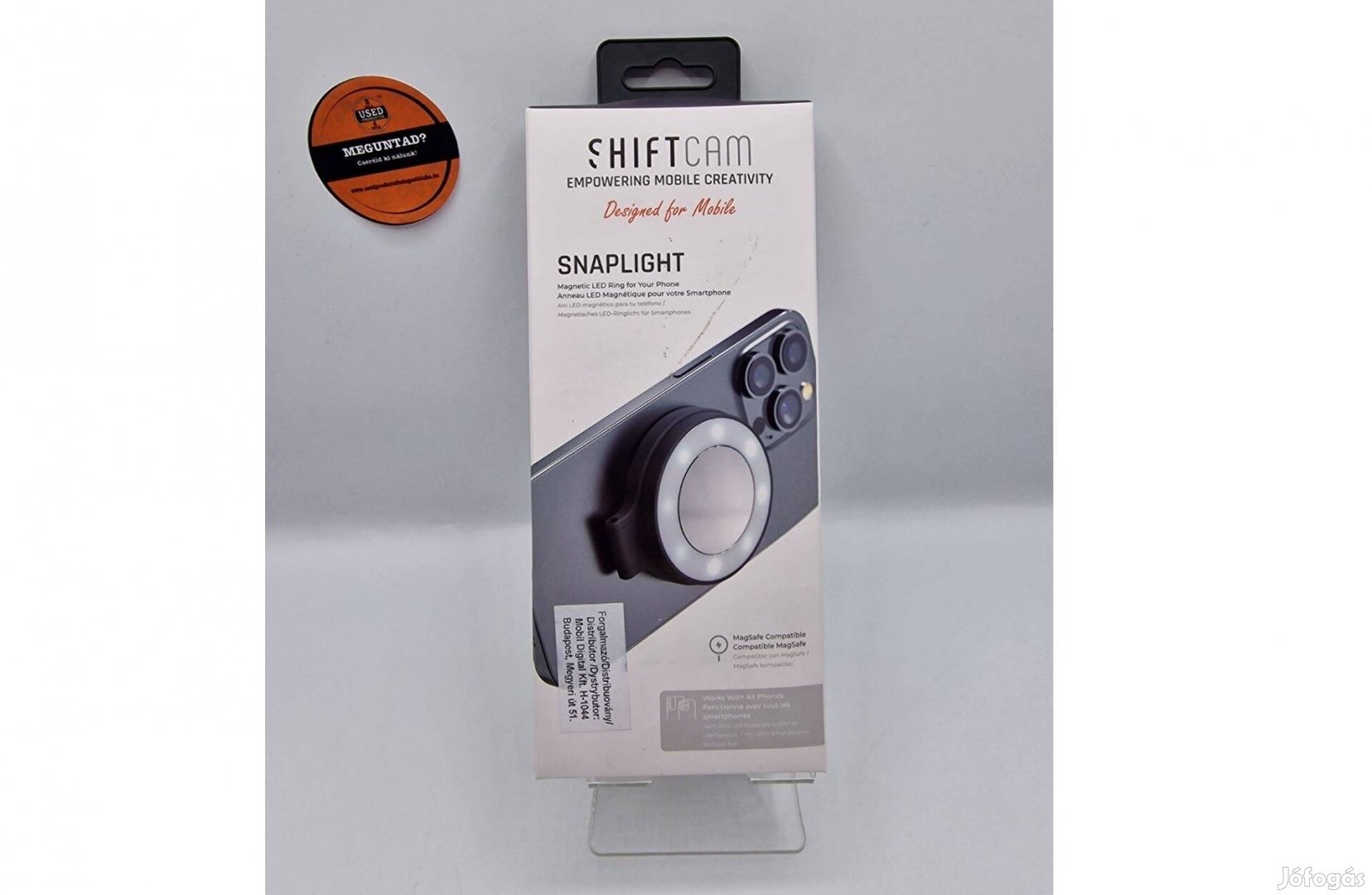 Shiftcam Snaplight LED gyűrű, fekete, új, 1 év garancia, Akciós