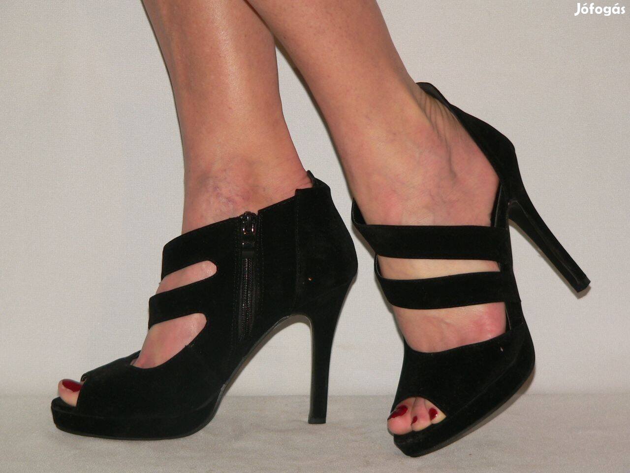 Shoe Girls fekete extravagáns új pántos cipő 38
