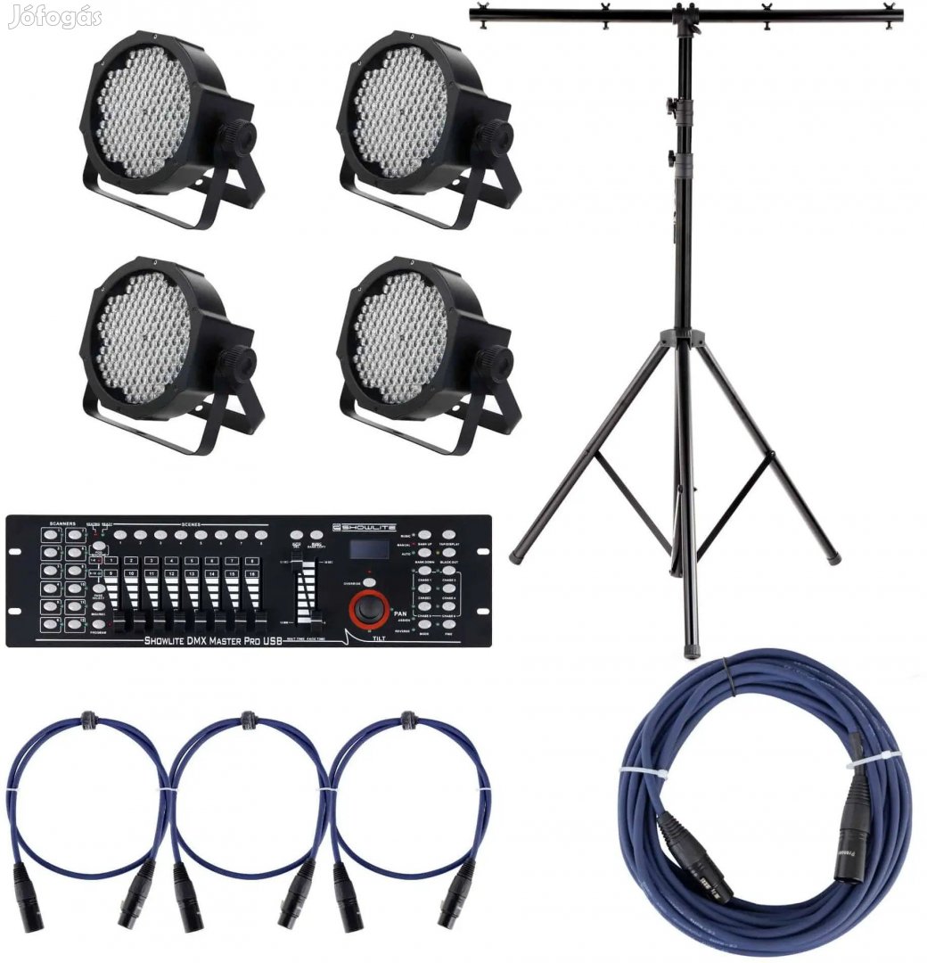 Showlite FLP-144W Reflektor 4 darabos KÉSZLET DMX Vezérlővel, Master