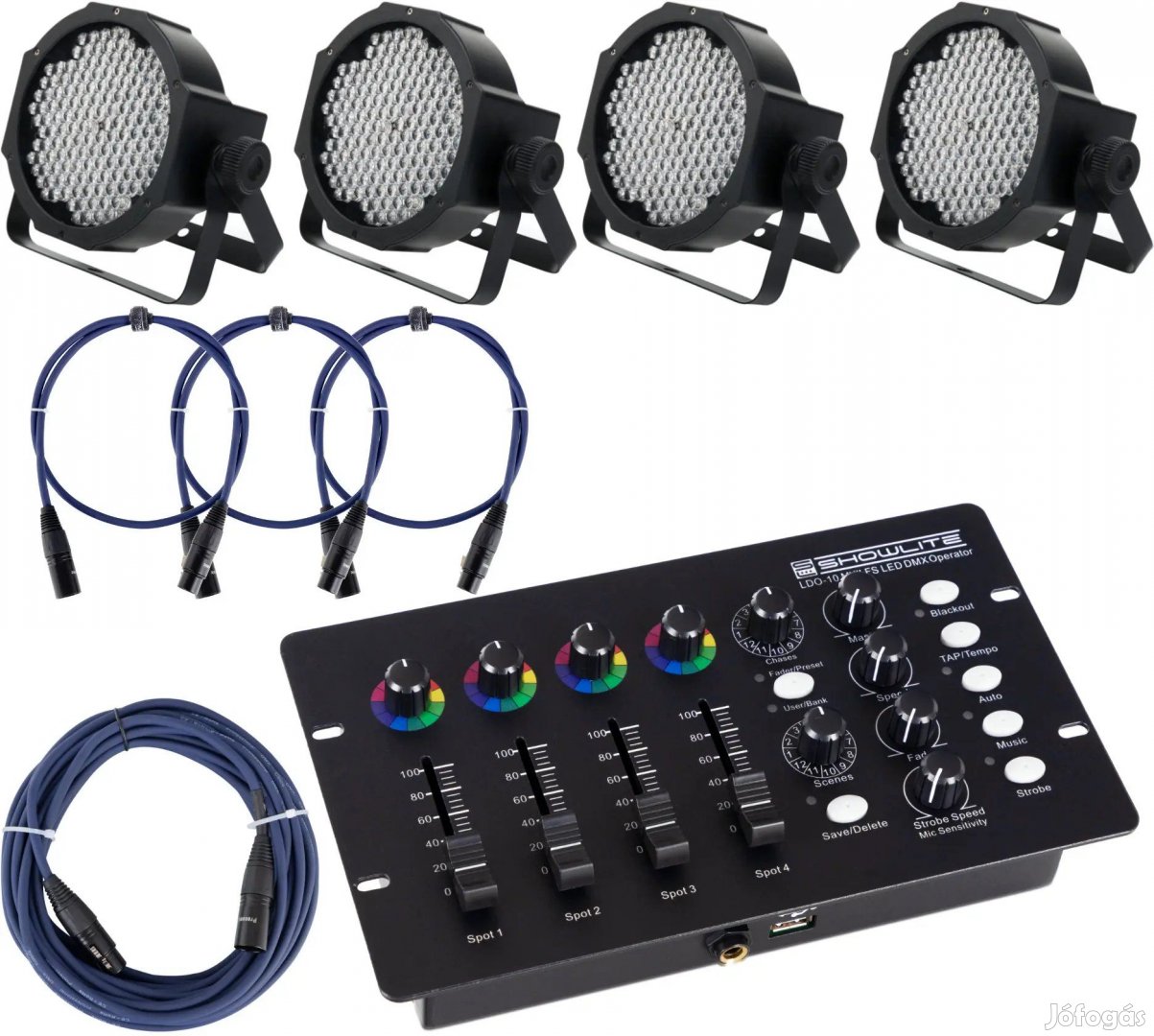 Showlite FLP-144 Reflektor 4 darabos KÉSZLET DMX Vezérlővel és