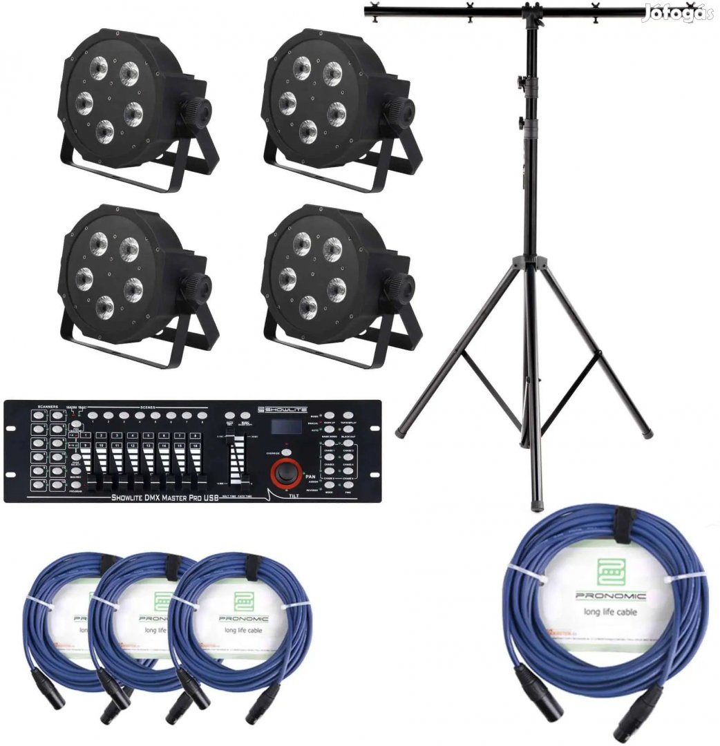 Showlite FLP-5x9W Reflektor 4 darabos KÉSZLET (DMX Master Pro USB,