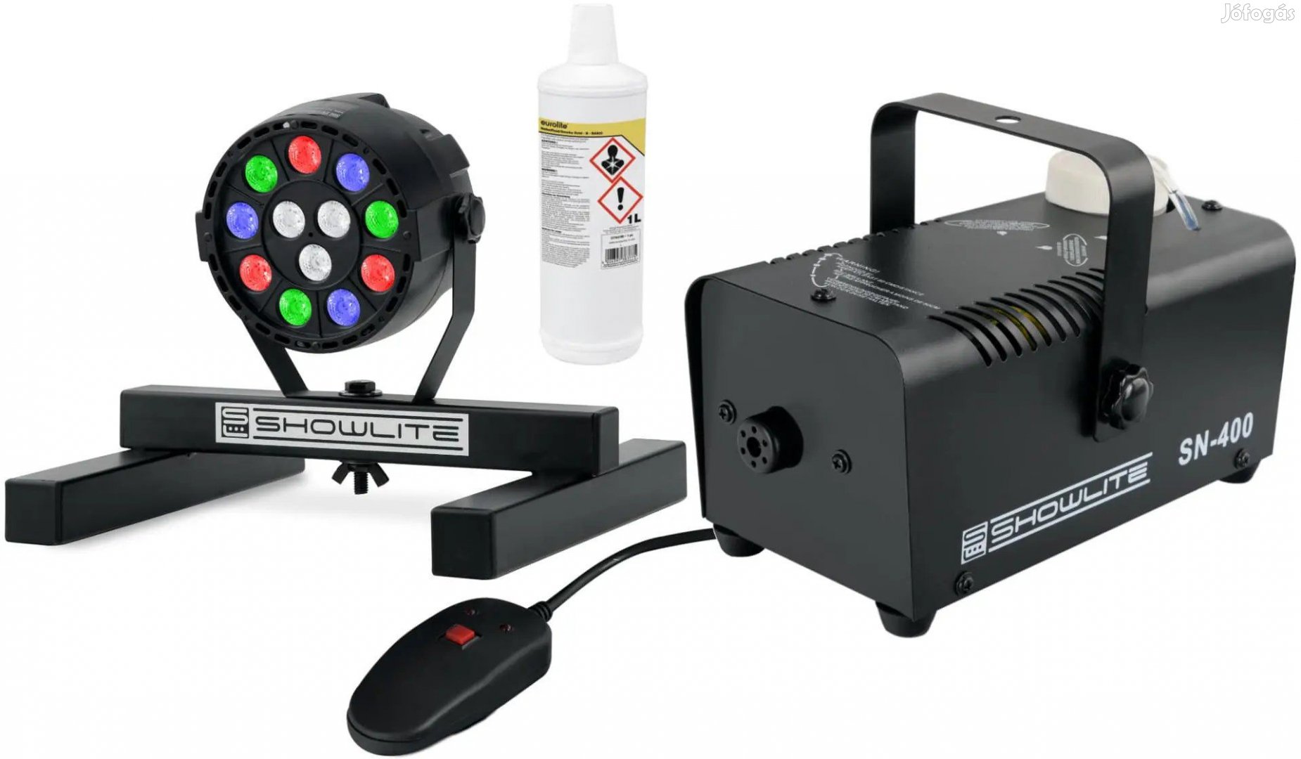 Showlite SN-400 Ködgép + SPS-121 RGBW spot + 1 liter folyadék L