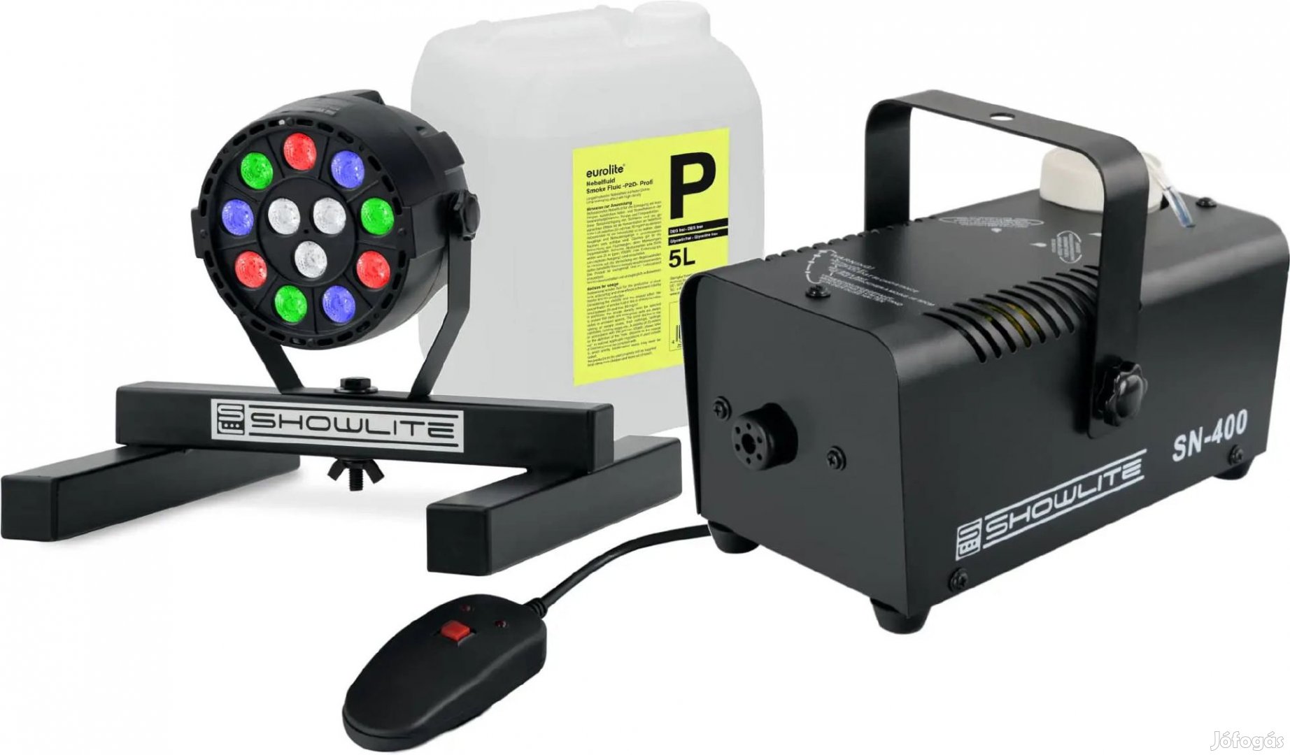 Showlite SN-400 Ködgép + SPS-121 RGBW spot + 5 liter folyadék XL