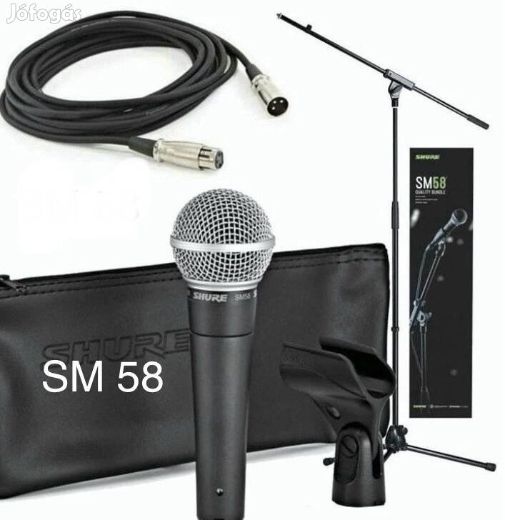 Shure SM 58 mikrofon, állvánnyal, kebellel Bp-n