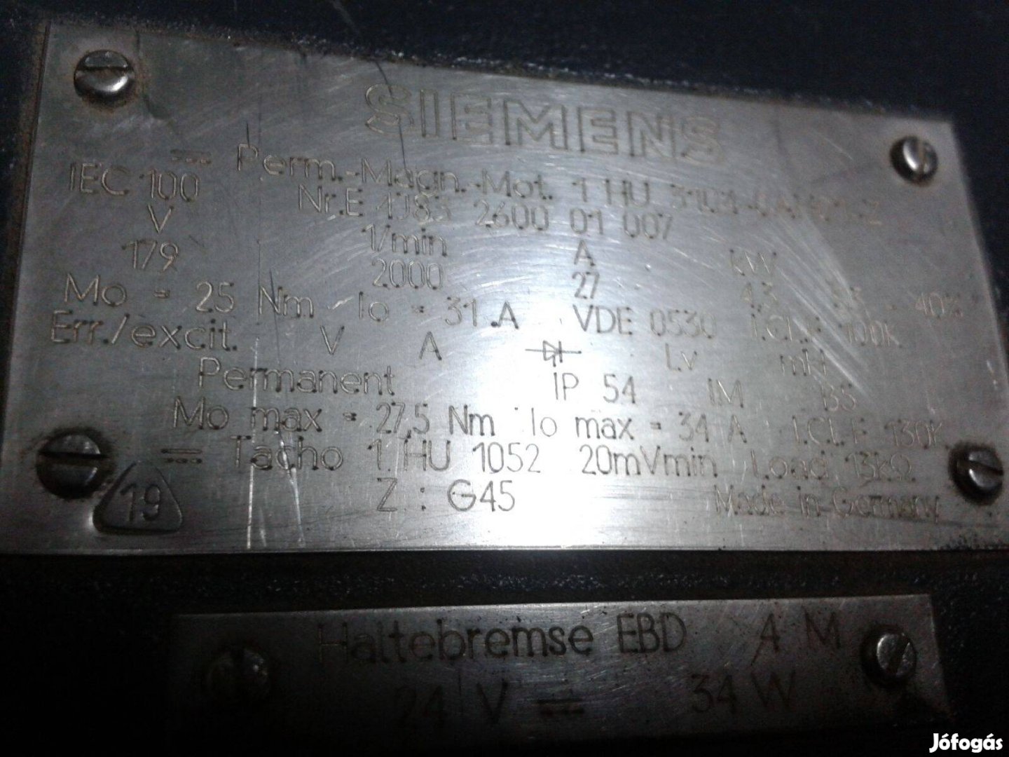 Siemens 1HU3104-0AH01-Z Szervomotor Eladó