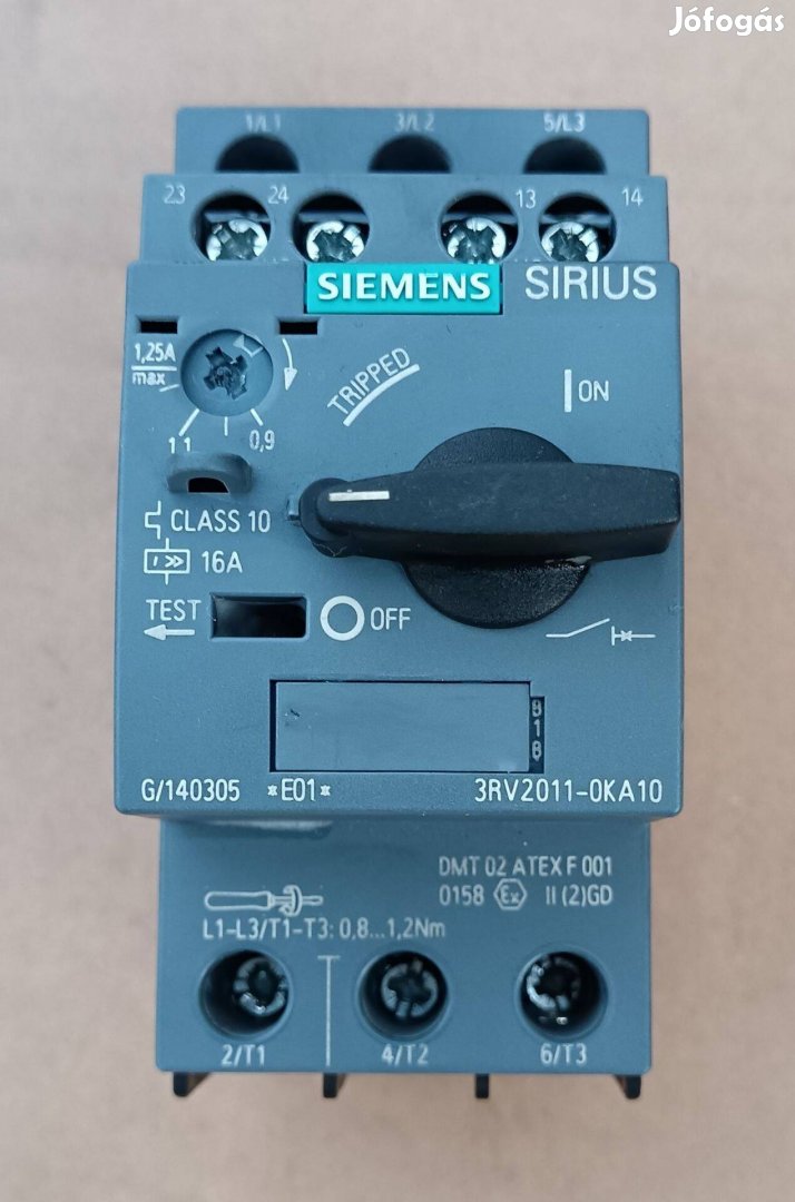 Siemens 3RV2011-0KA10 motorvédő kapcsoló 0.9-1.25A