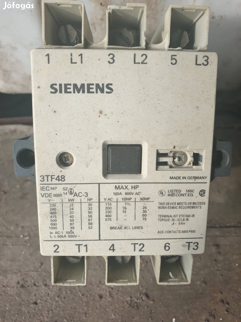 Siemens 3 fázisú mágneskapcsoló