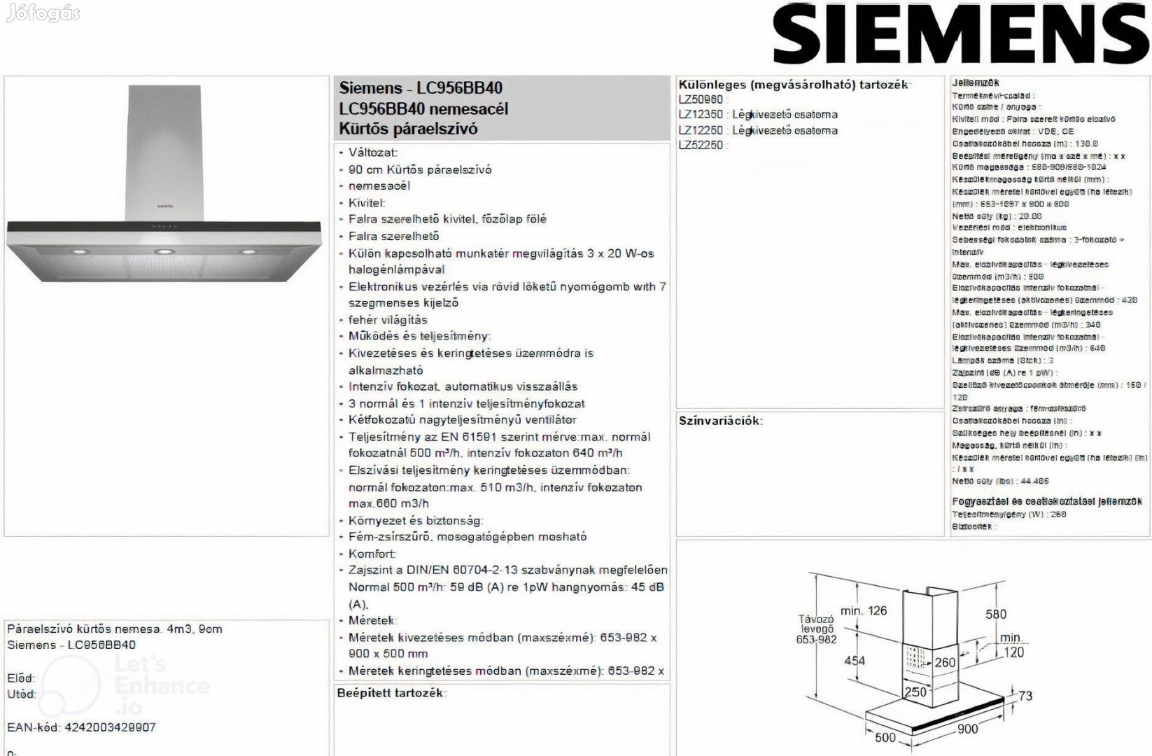 Siemens Kürtős Nemesacél Páraelszívó