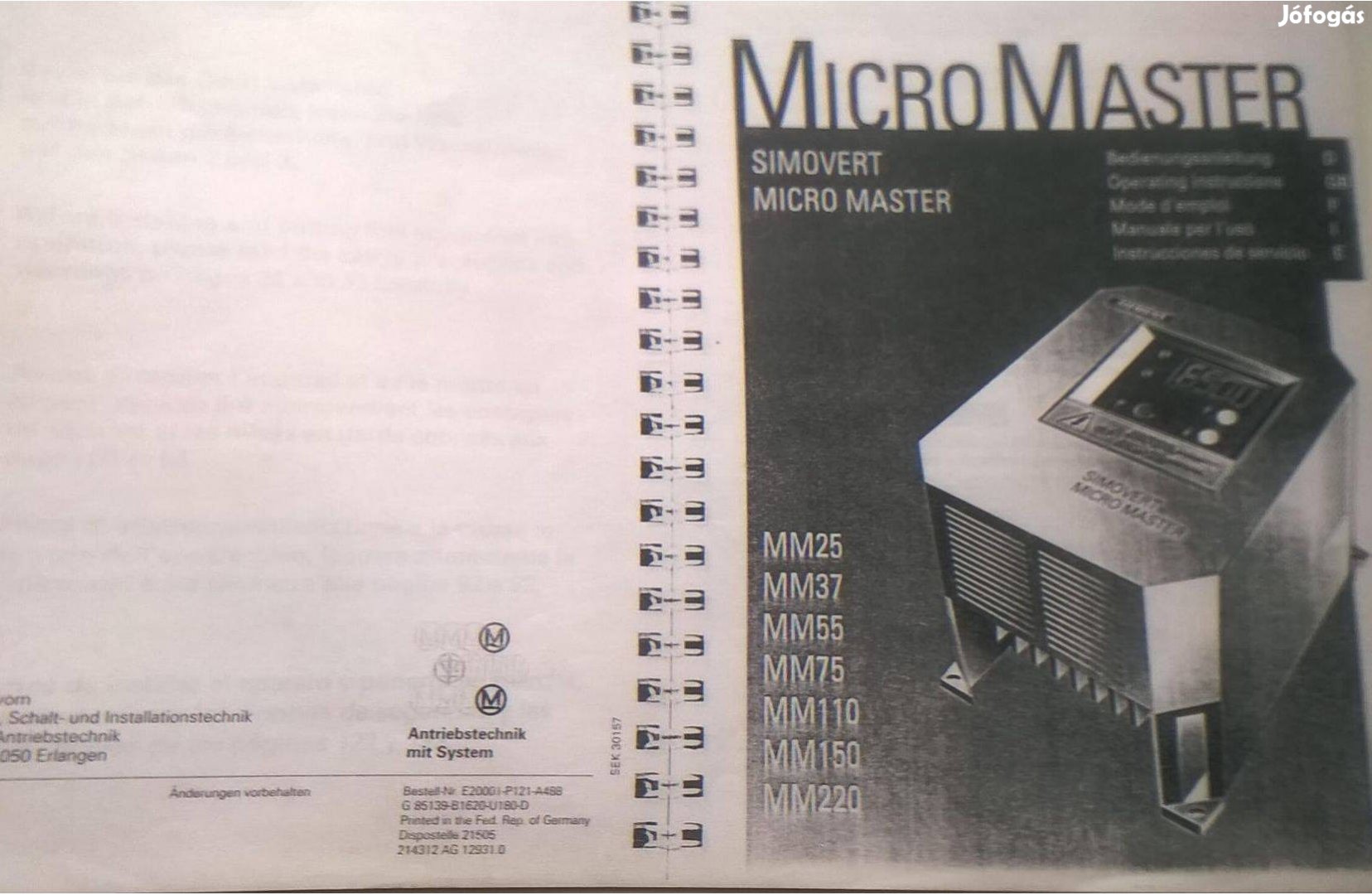 Siemens Micromaster frekvenciváltó gépkönyv és beállítás