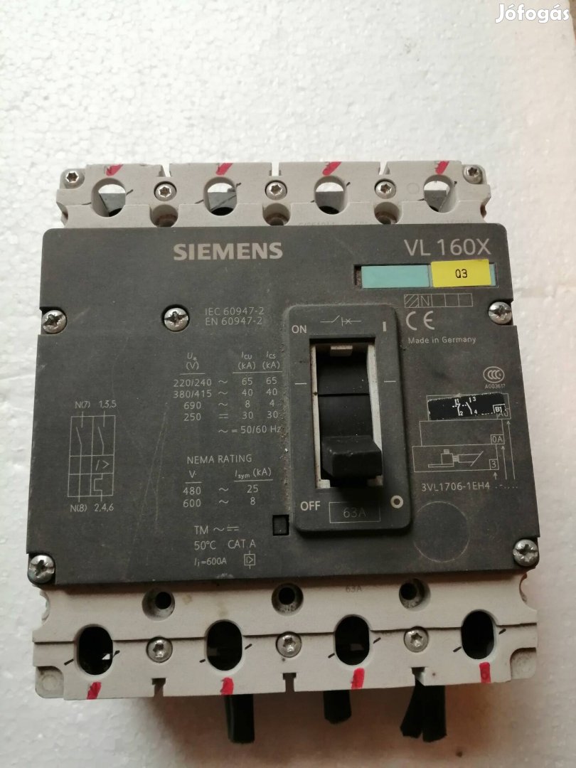 Siemens VL160x 63A kompakt megszakító 