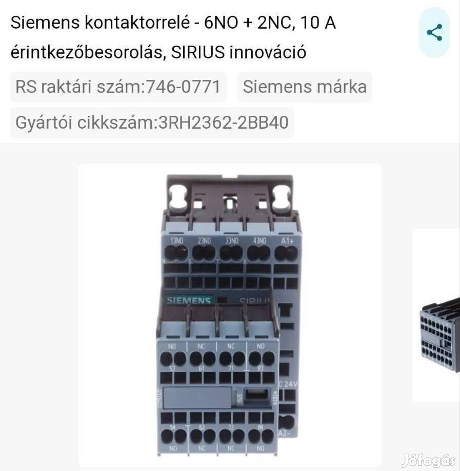 Siemens sirius 3RH2362-2BB40 relé kiegészítőkkel.