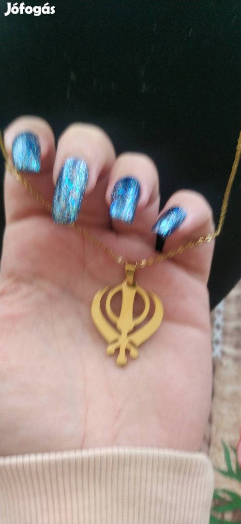 Sikh indiai vallási medálos nemesacél arany színű nyaklánc