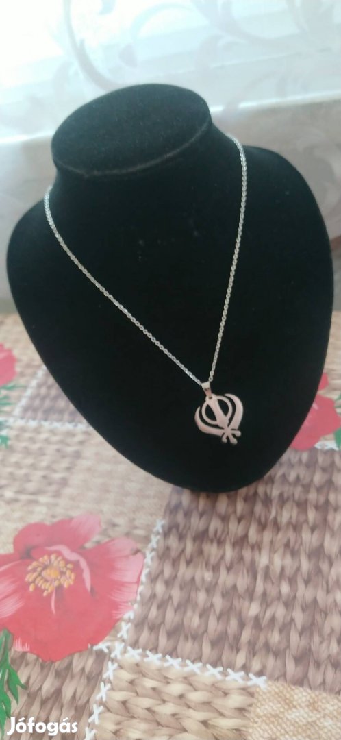 Sikh indiai vallási medálos nemesacél nyaklánc ezüst színű