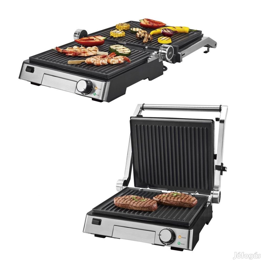 SilverCrest SKGE 2000 C3 asztali 2000W inox nemesacél kontaktgrill, k