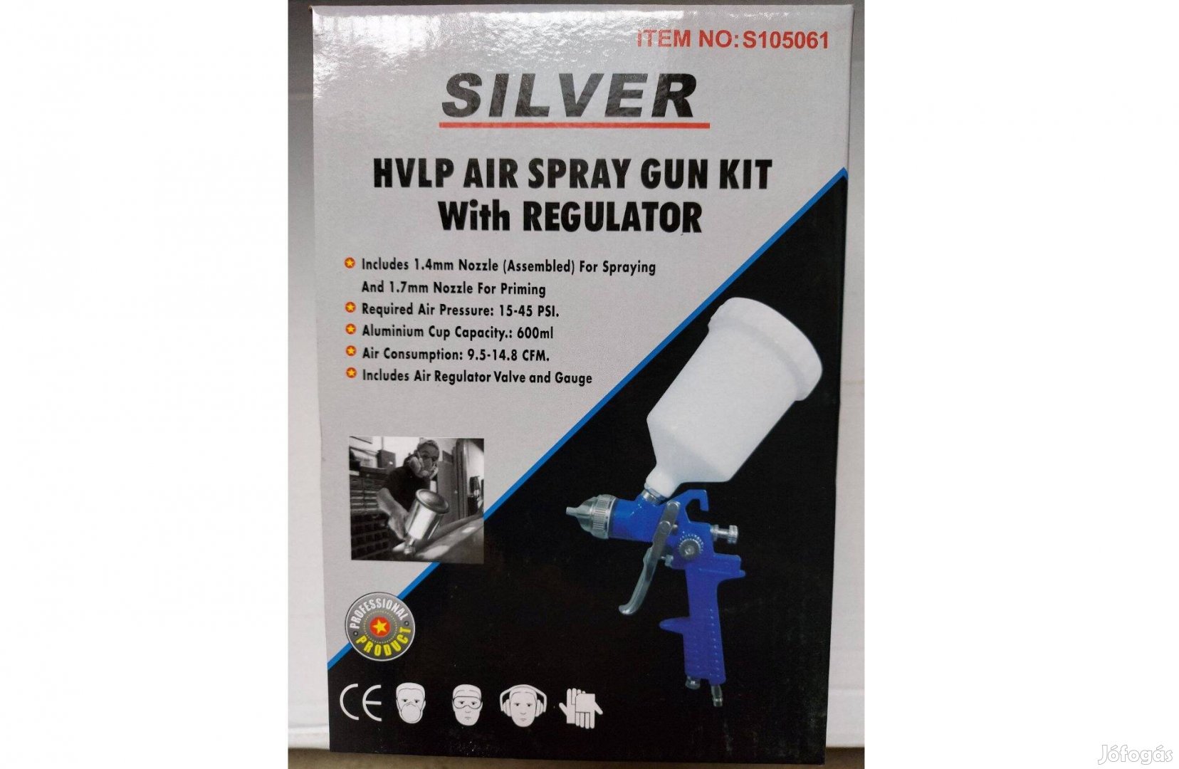 Silver S105061 pneumatikus levegős hvlp festékszóró pisztoly 1,4/1,7mm