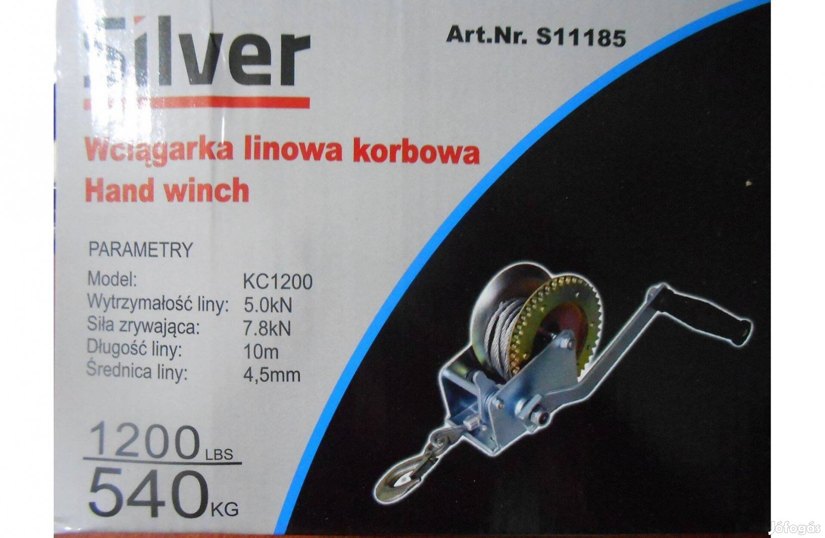 Silver S11185 drótköteles kézi csörlő emelő 540kg Minőségi termék!