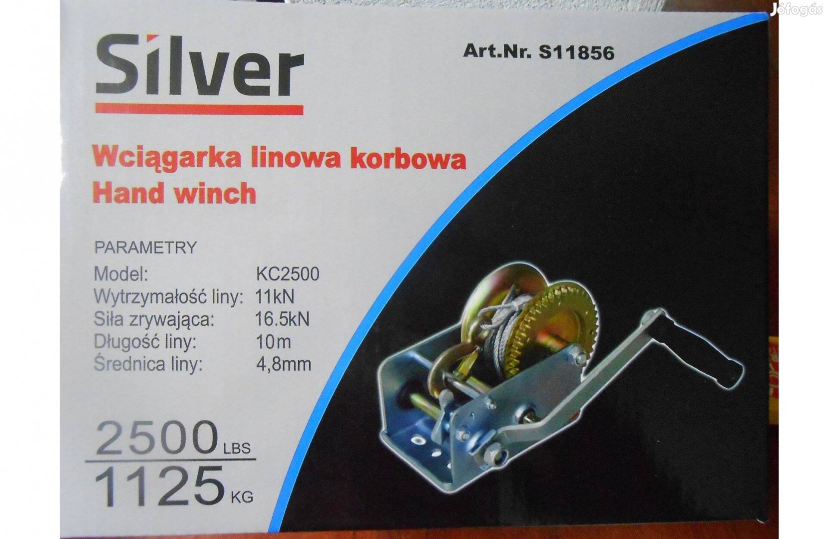 Silver S11856 drótköteles kézi csörlő emelő 1125kg Minőségi termék!
