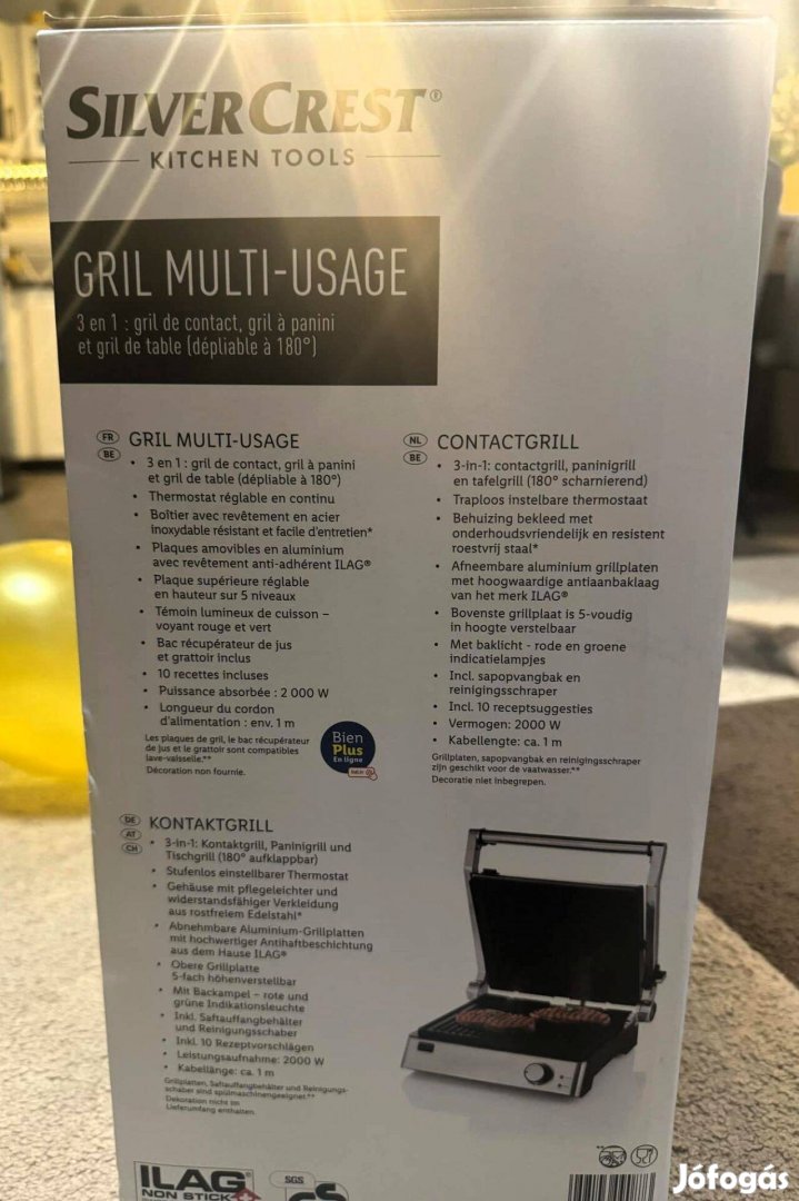 Silvercrest Skge 2000 D3 inox nemesacél kontaktgrill