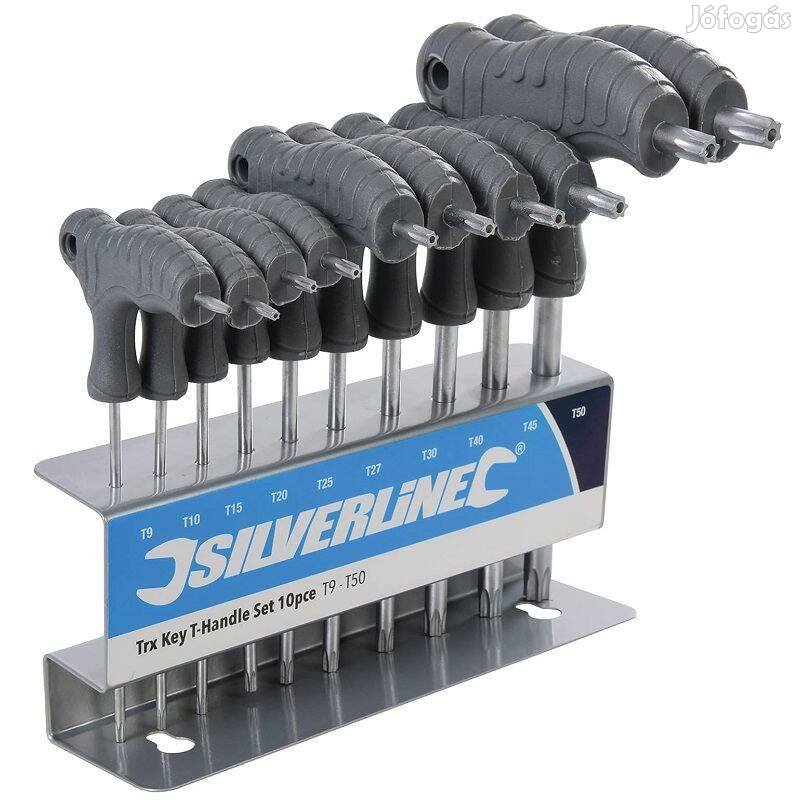 Silverline Tools Torx kulcskészlet T-markolattal, 10 db/csomag, T9-T50